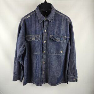 Rocawear Shirt Mens XL Blue Vintage Jean Hip Hop L/S Button Up